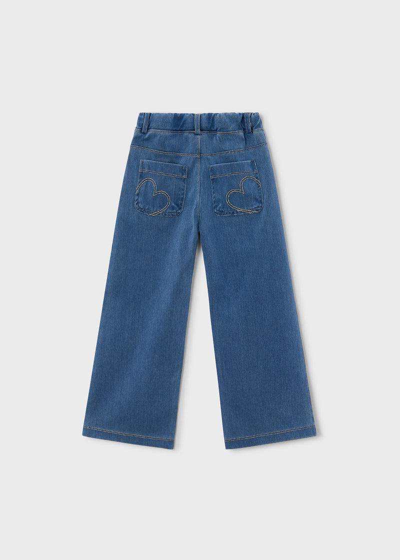 Mayoral Girls Wide Leg Denim Jeans - back view flat lay