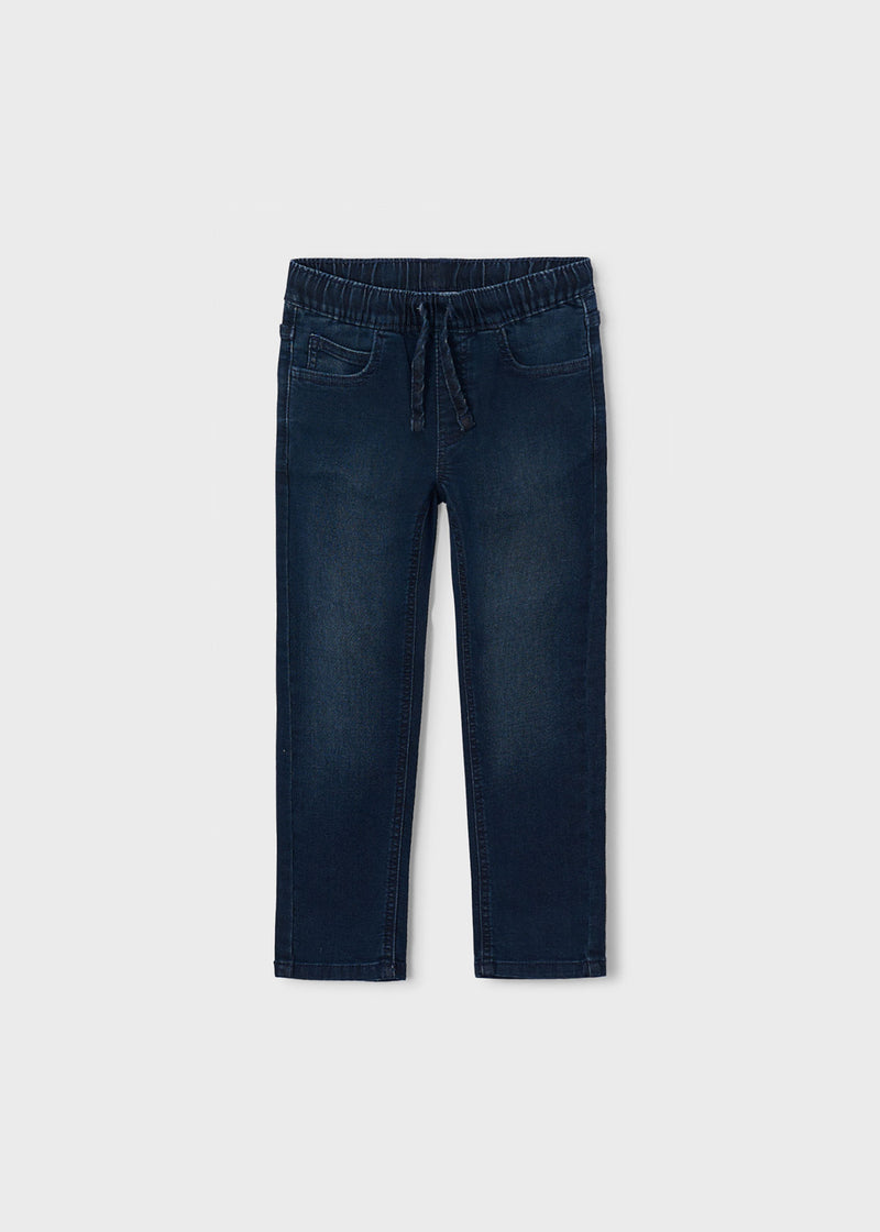 Mayoral Boys Slim Fit Drawstring Jeans - front view flat lay