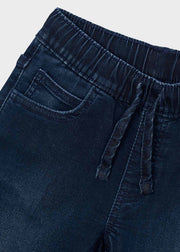 Mayoral Boys Slim Fit Drawstring Jeans - waistband and pocket close up
