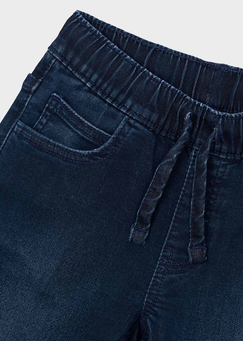 Mayoral Boys Slim Fit Drawstring Jeans - waistband and pocket close up