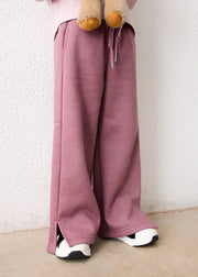 Mayoral Girls Wide Leg Fleece Joggers - leg and hem detail on model