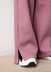Mayoral Girls Wide Leg Fleece Joggers - ankle split hem close up detail on model