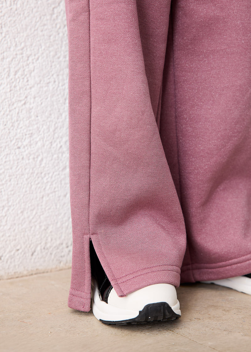 Mayoral Girls Wide Leg Fleece Joggers - ankle split hem close up detail on model