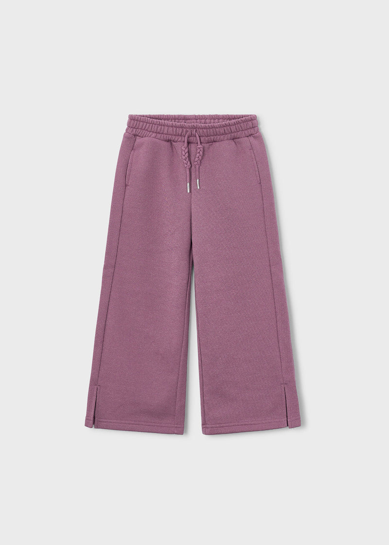 Mayoral Girls Wide Leg Fleece Joggers - front view flat lay with drawstring