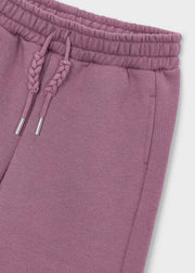 Mayoral Girls Wide Leg Fleece Joggers - waistband and braided drawstring close up