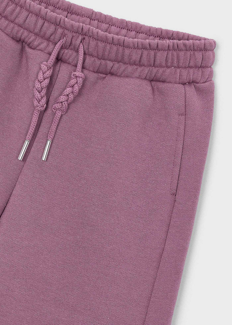 Mayoral Girls Wide Leg Fleece Joggers - waistband and braided drawstring close up