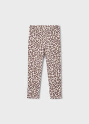 Mayoral Girls Leopard Print Leggings - cream base flat lay front view