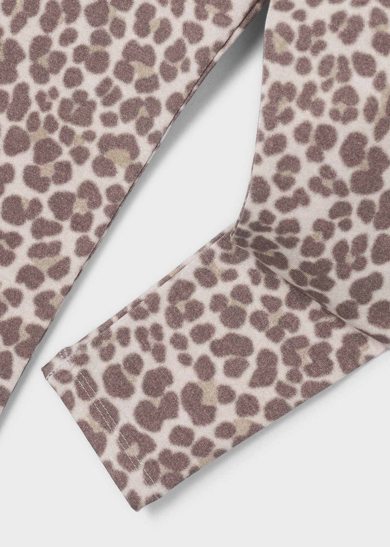 Mayoral Girls Leopard Print Leggings - close up of leopard print fabric detail