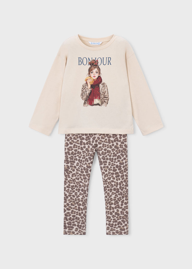 Mayoral Girls Bonjour 2-Piece Set - front view flat lay of full coordinated set