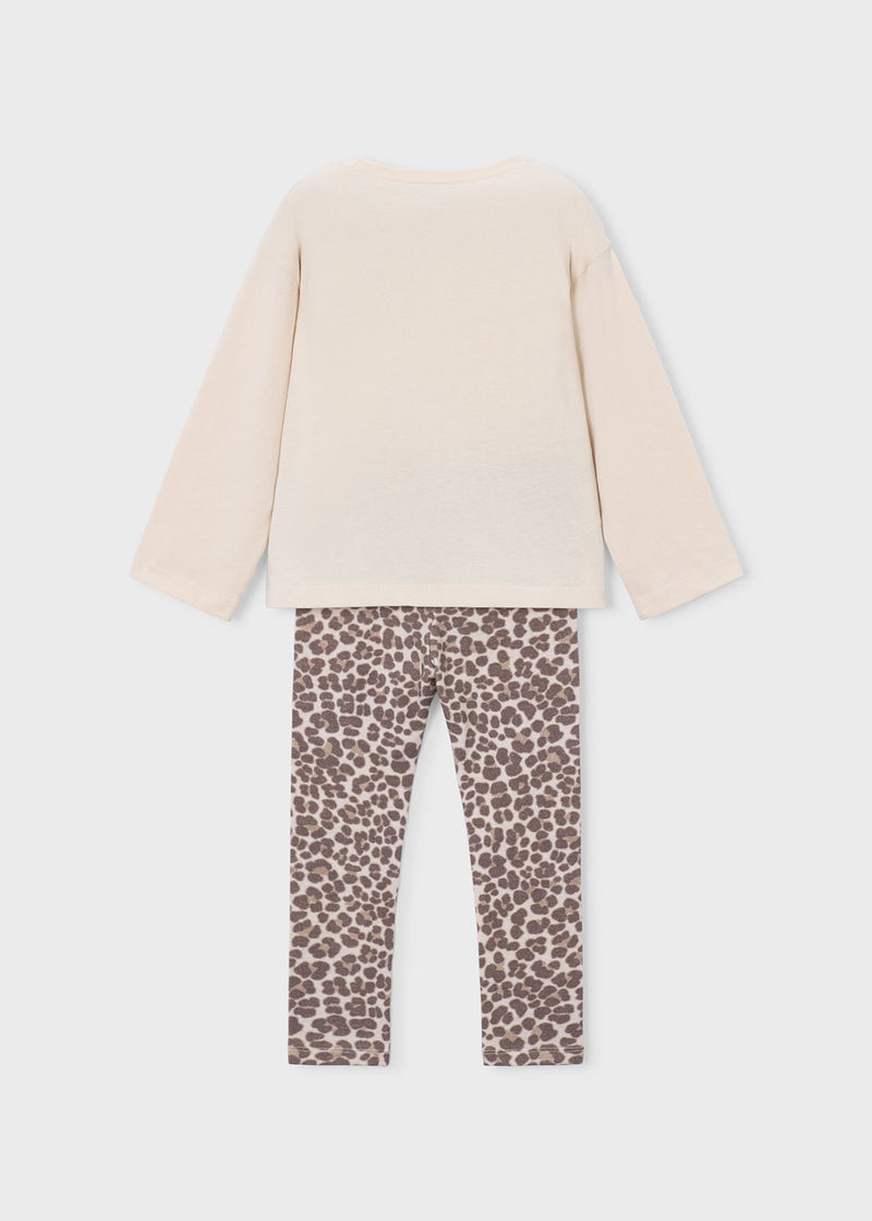 Mayoral Girls Bonjour 2-Piece Set - back view flat lay showing plain sweatshirt back and leggings