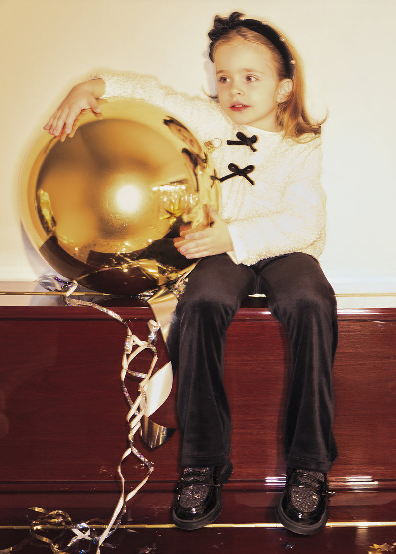 Mayoral Girls 3-Piece Occasion Set - model wearing full set with gold balloon