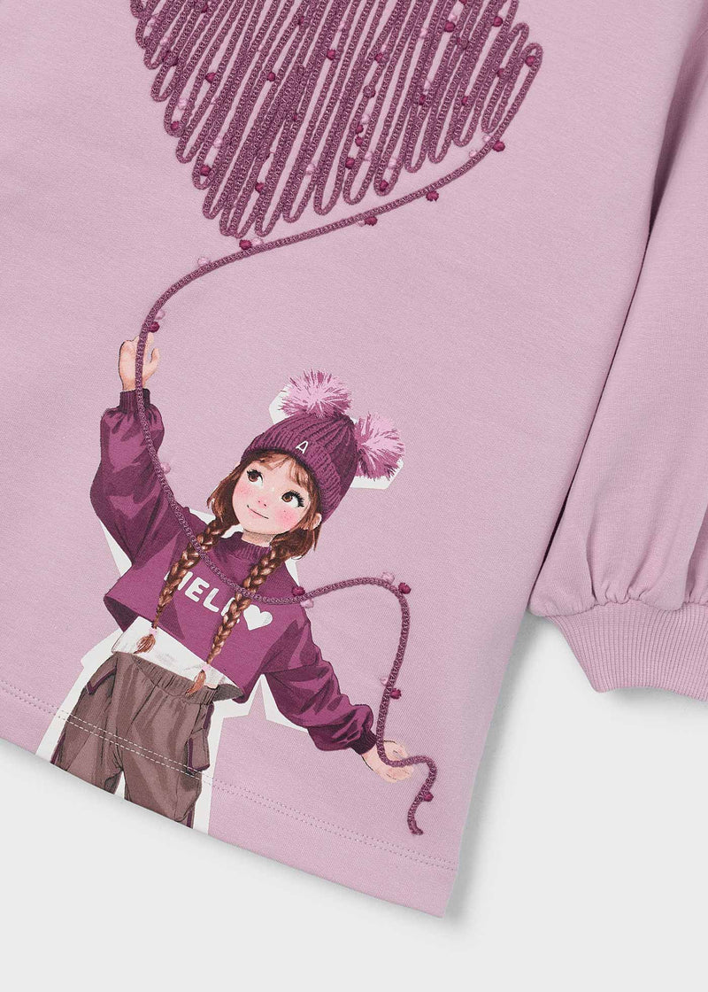 Mayoral Girls Flower Sweatshirt Dress | Mauve 4914