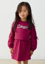 Mayoral Girls Amour Sequin 2-Piece Set - model front view wearing full set with chunky black trainers