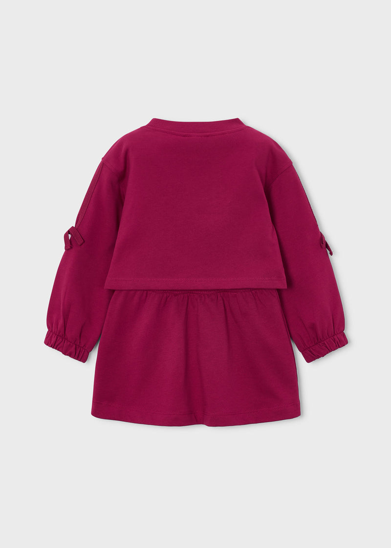 Mayoral Girls Amour Sequin 2-Piece Set - back view flat lay showing satin bow sleeve details