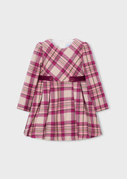 Mayoral Girls Tartan Check Fit & Flare Dress - front view flat lay showing crossover bodice and pleated skirt