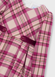 Mayoral Girls Tartan Check Fit & Flare Dress - velvet waistband and gold ring hardware close up detail