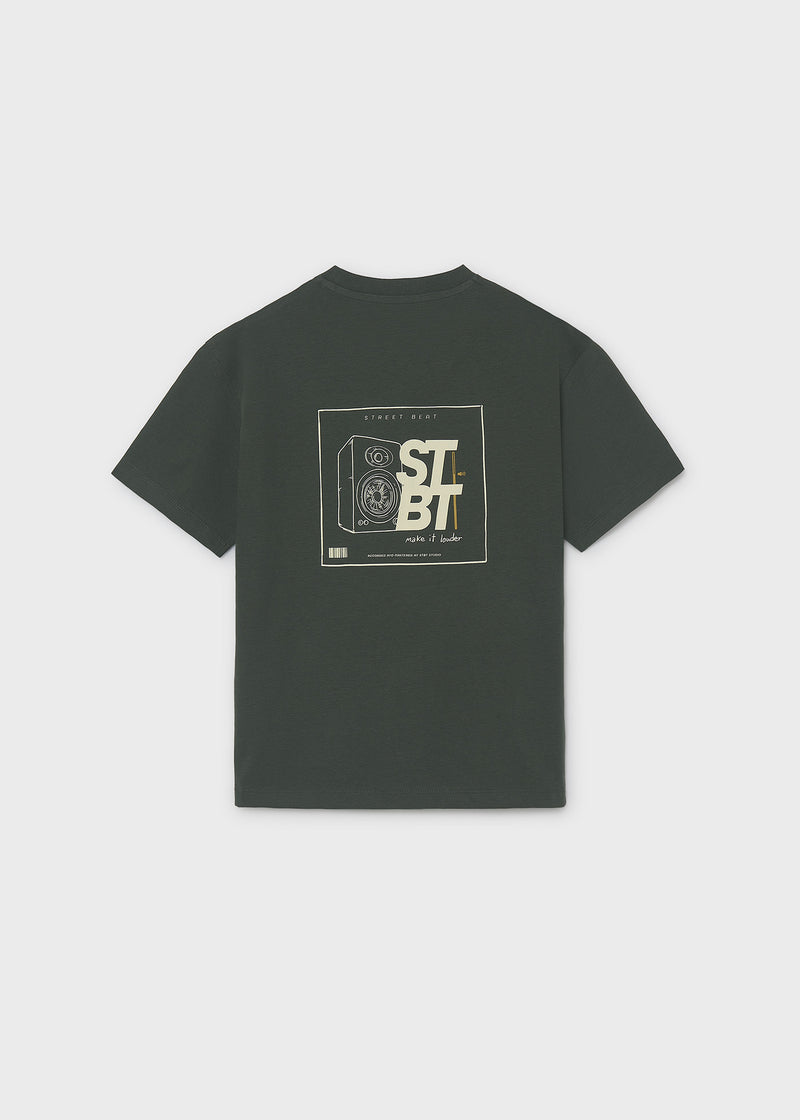 Mayoral Nukutavake Boys Don't Stop the Music T-Shirt - back view flat lay showing Street Beat speaker graphic print