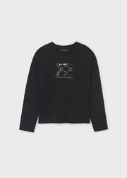 Mayoral Nukutavake Boys Brivido Classico Long Sleeve T-Shirt - front view flat lay showing full tee and chest graphic