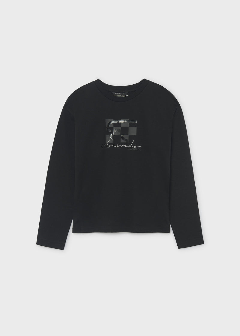 Mayoral Nukutavake Boys Brivido Classico Long Sleeve T-Shirt - front view flat lay showing full tee and chest graphic