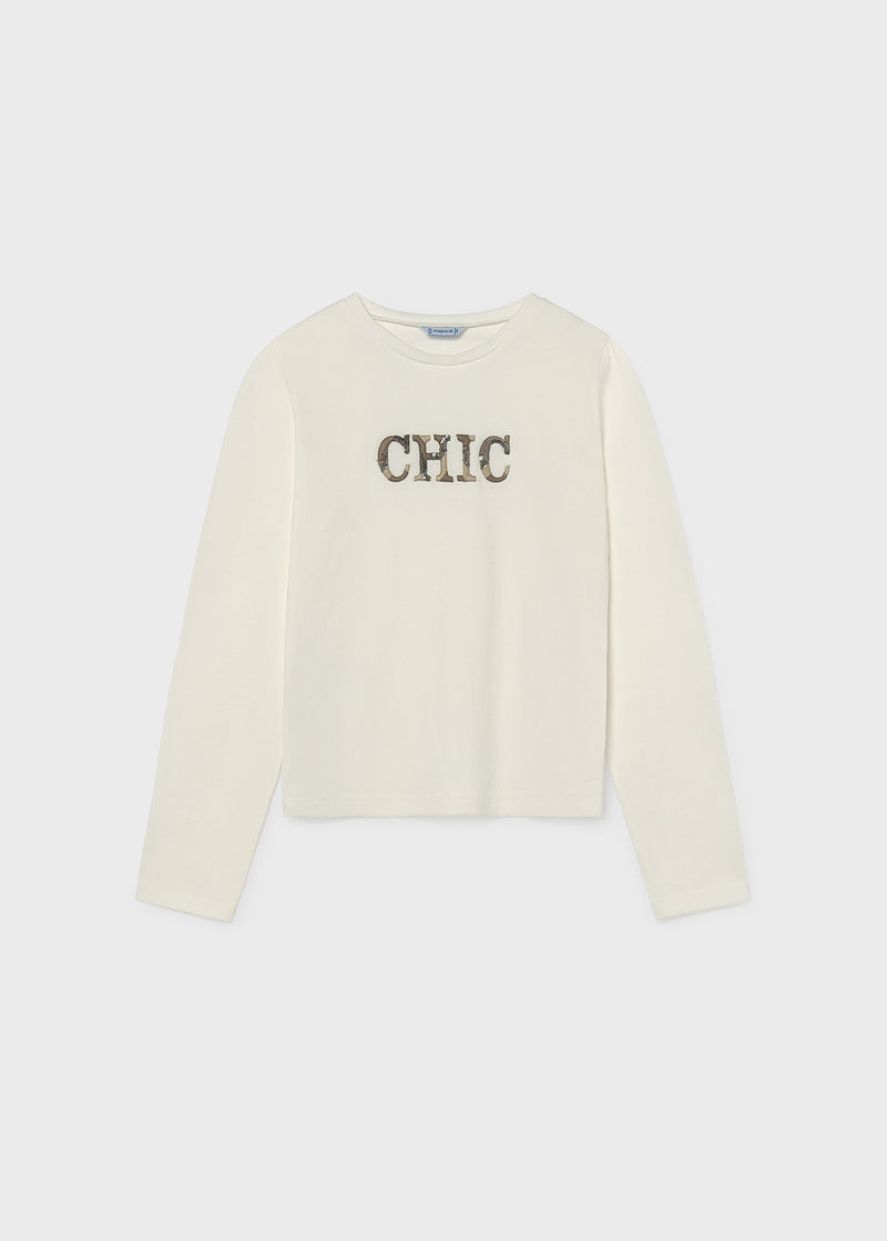 Mayoral CHIC sequin long sleeve top – front flat lay