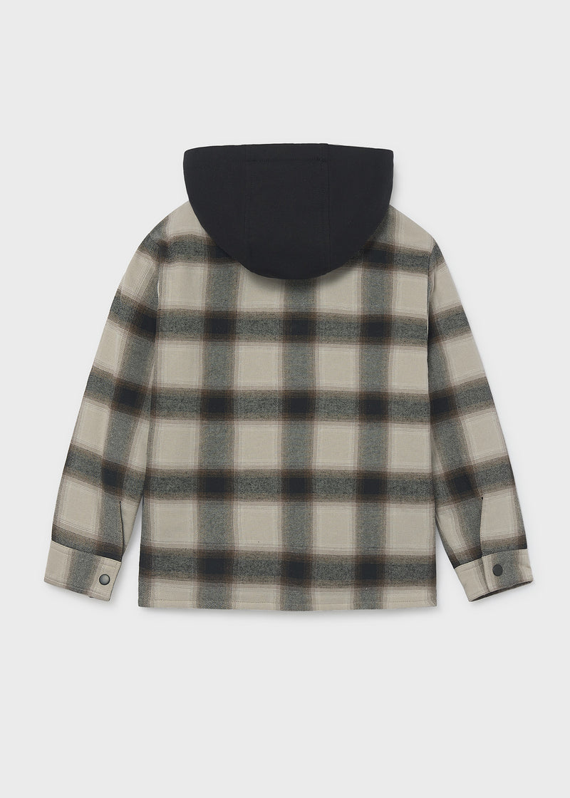 Mayoral Nukutavake hooded check flannel shacket – back flat lay