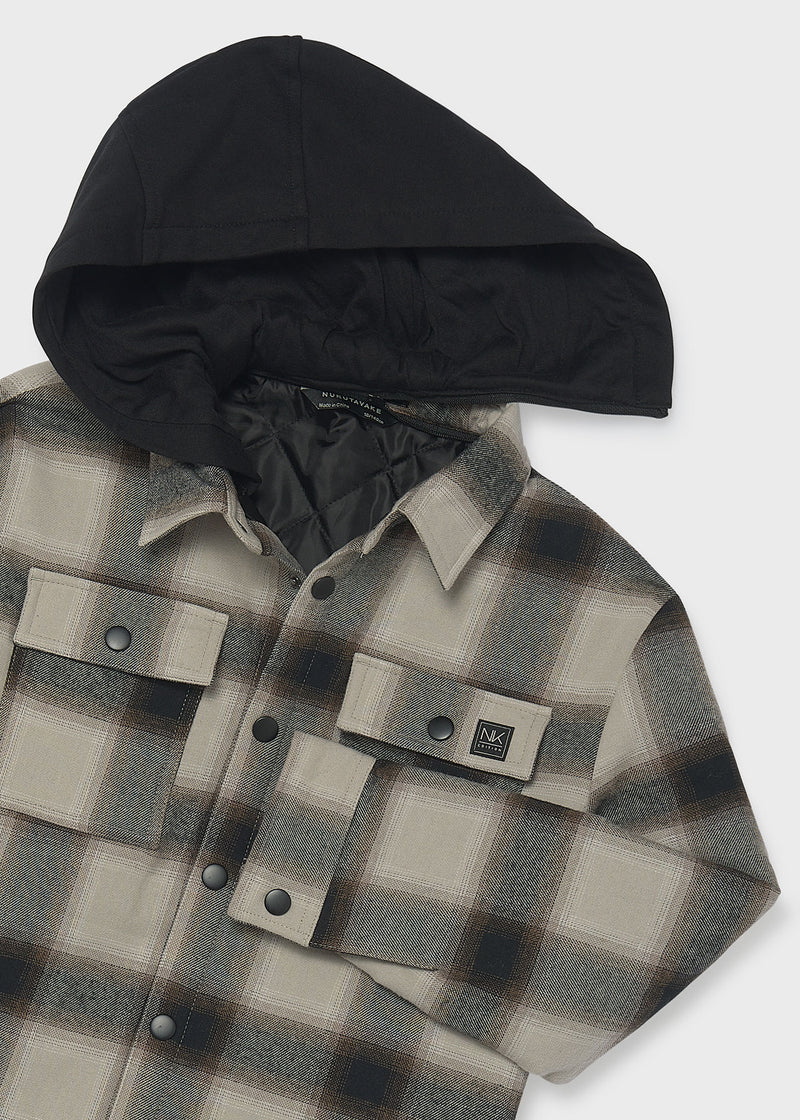 Mayoral Nukutavake hooded check flannel shacket – front flat lay