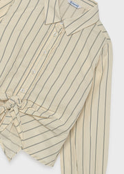 Mayoral girls striped tie-front shirt – front flat lay