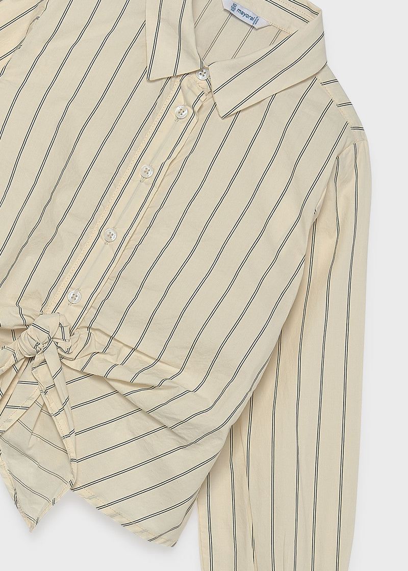 Mayoral girls striped tie-front shirt – front flat lay
