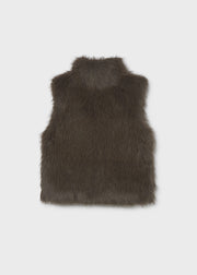 Mayoral dark olive faux fur gilet – back flat lay