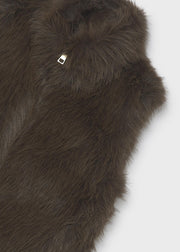 Mayoral dark olive faux fur gilet – front flat lay