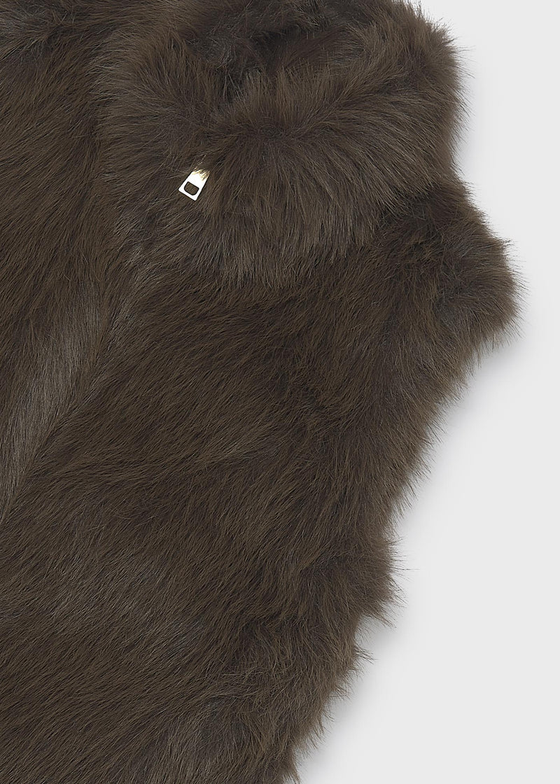 Mayoral dark olive faux fur gilet – front flat lay