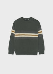 Mayoral Nukutavake stripe crew neck knit jumper – neckline and stripe detail close-up showing Nukutavake label