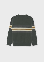 Mayoral Nukutavake stripe crew neck knit jumper – back flat lay