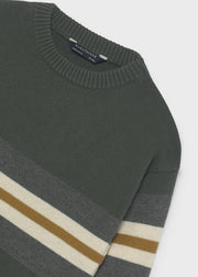 Mayoral Nukutavake stripe crew neck knit jumper – front flat lay