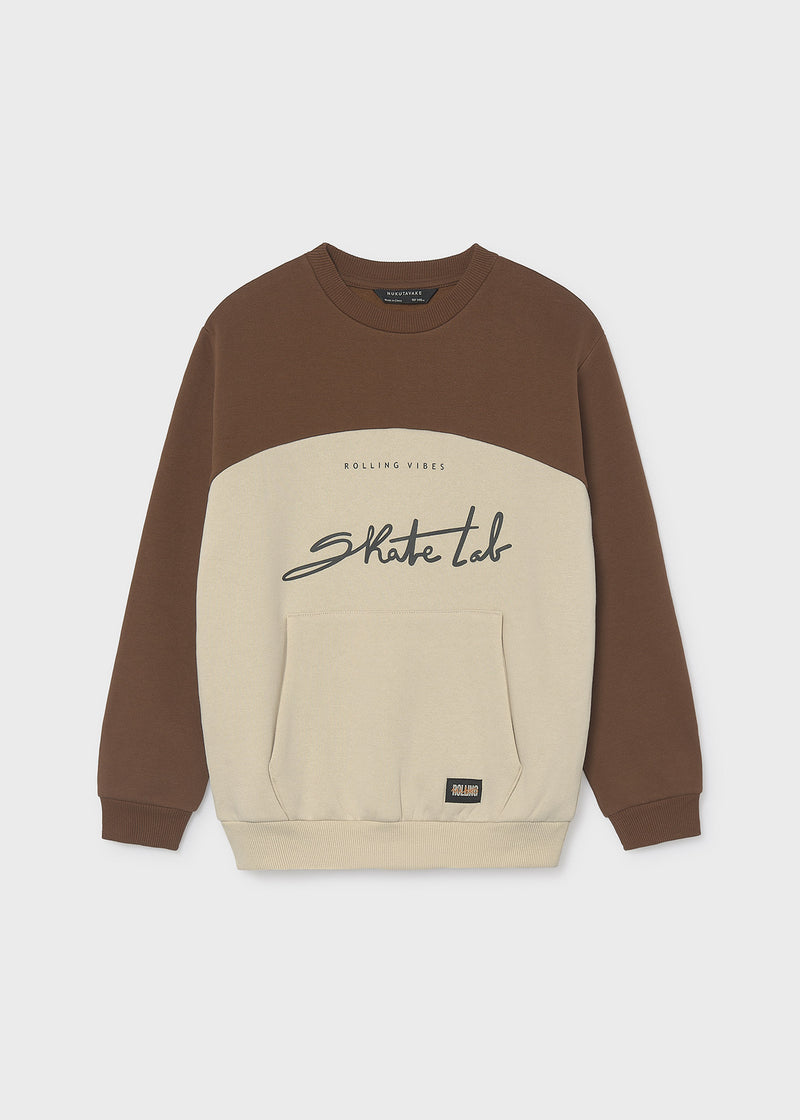 Mayoral Nukutavake Skate Lab sweatshirt – chest graphic and kangaroo pocket detail close-up showing Nukutavake label