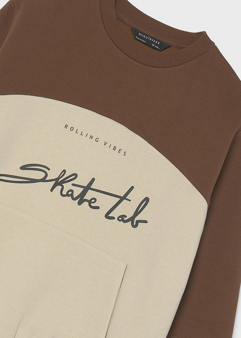 Mayoral Nukutavake Skate Lab colour-block sweatshirt – front flat lay showing Rolling badge at hem