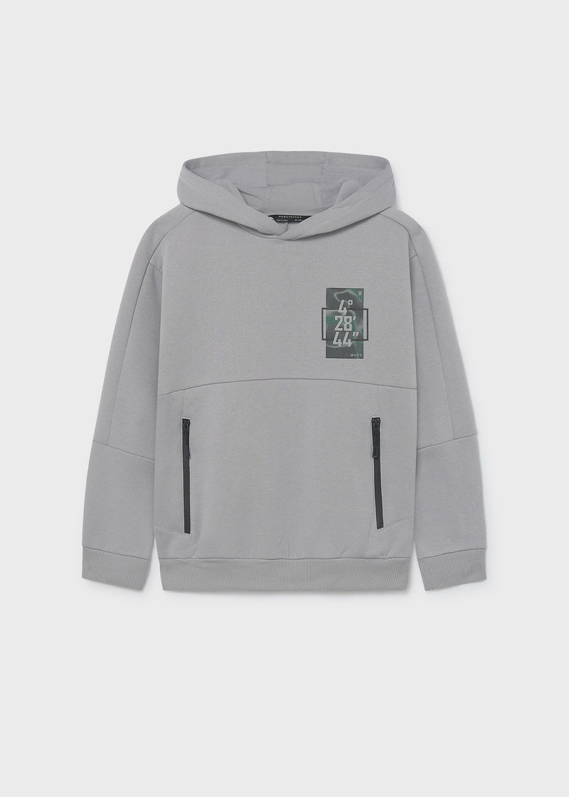 Mayoral Nukutavake tech coordinates hoodie – chest patch and zip pocket close-up showing Nukutavake label in hood