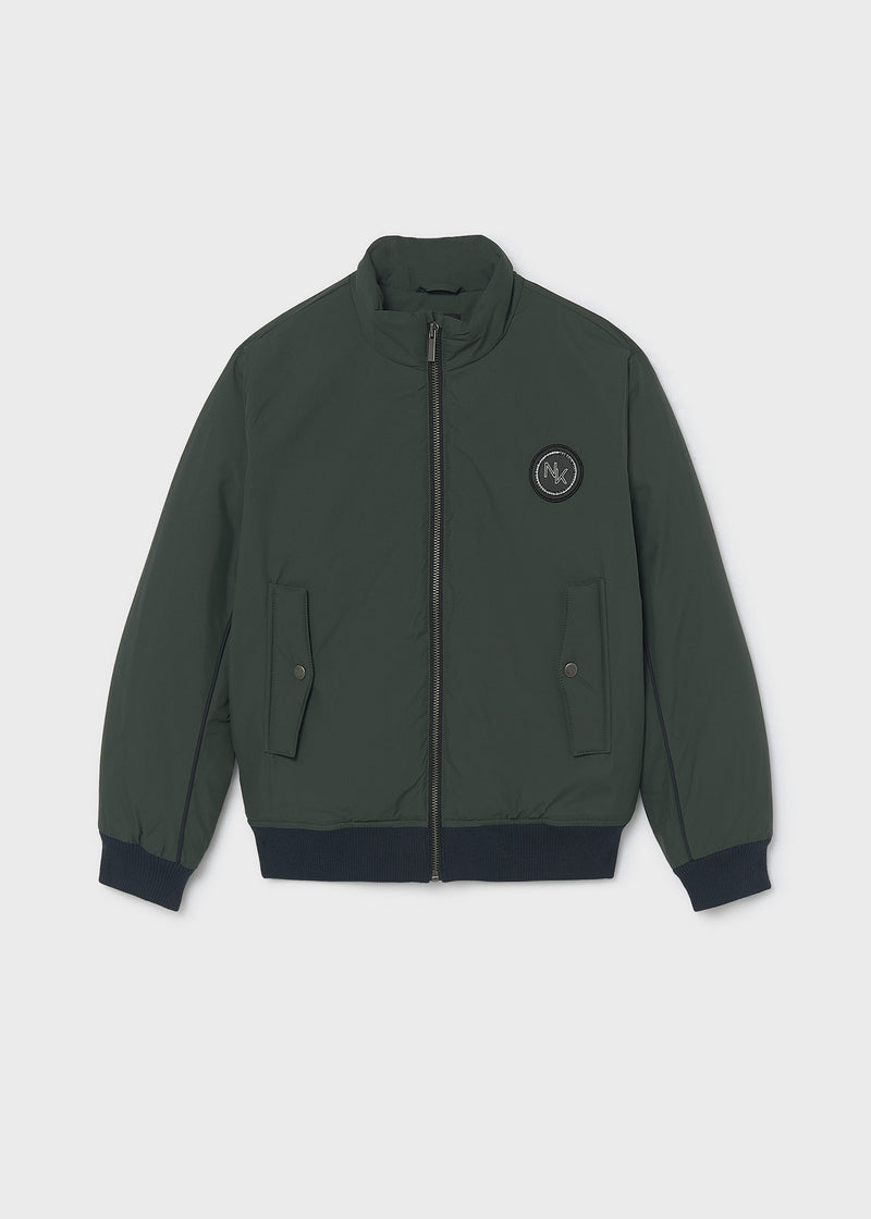 Mayoral Nukutavake bomber jacket – NK chest badge and zip detail close-up