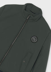 Mayoral Nukutavake forest green bomber jacket – front flat lay showing snap pockets and NK badge