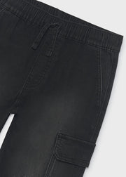 Mayoral Nukutavake black cargo trousers – back flat lay showing cargo pockets and back patch pockets