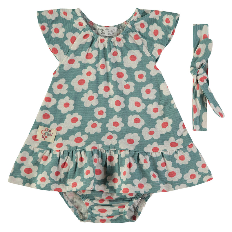Babybol Floral Dress & Headband Set | Moss 161002