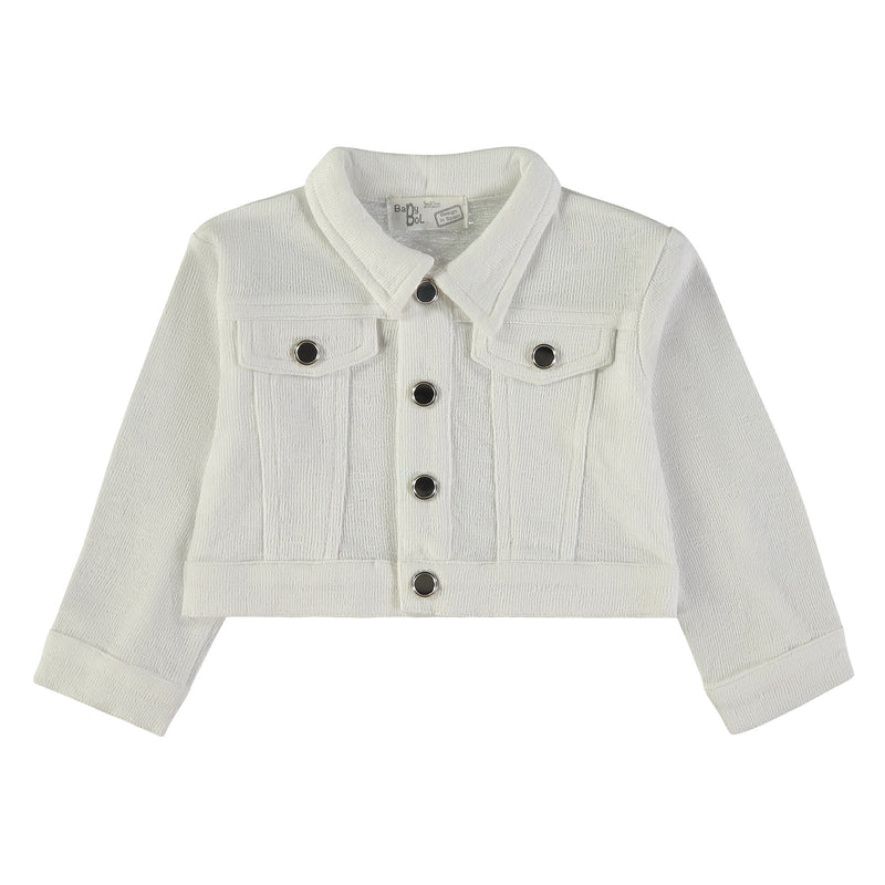 Babybol Textured Cropped Jacket | White 161427