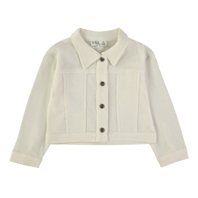 Babybol Textured Cropped Jacket | White 161461