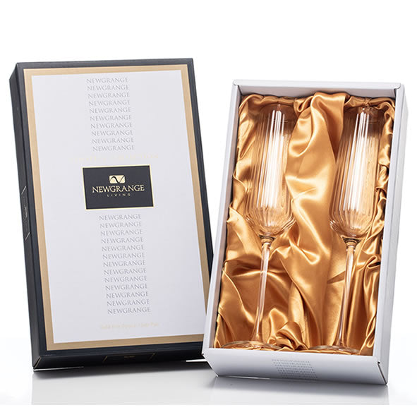 Newgrange Living Solstice Gold Rim Champangne Flute Set 4 | Glass 1710082