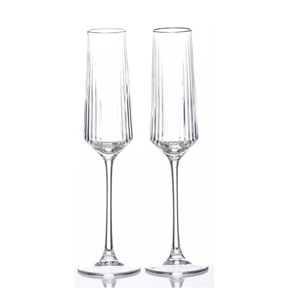 Newgrange Living Solstice Gold Rim Champangne Flute Set 4 | Glass 1710082