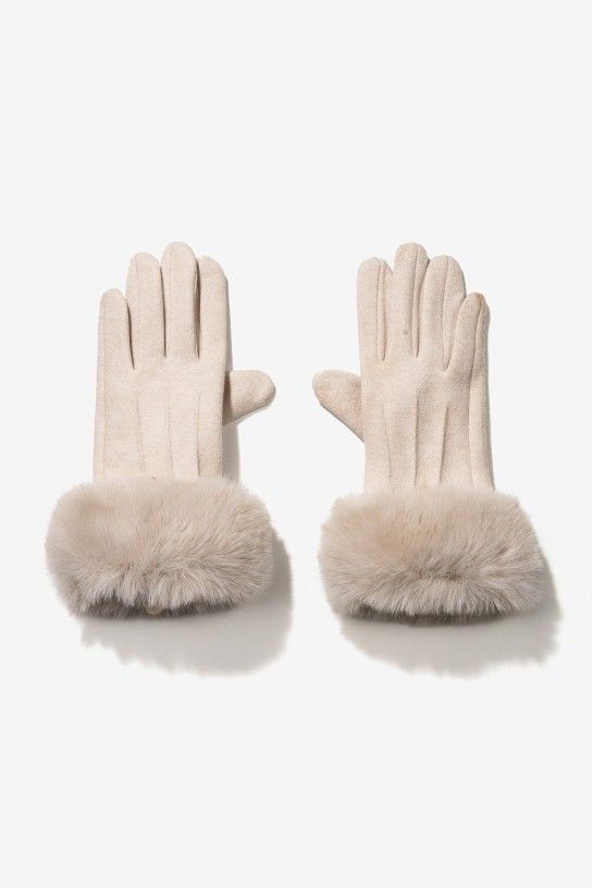 Tiffosi Chantelle Faux Fur Cuff Gloves | White 10067752