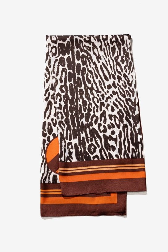 Tiffosi Amara Scarf Animal Print & Stripe | Brown 10068431