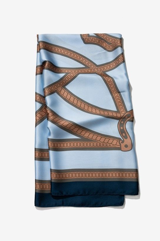 Tiffosi Onyx Chain & Belt Print Scarf | Blue 10068578