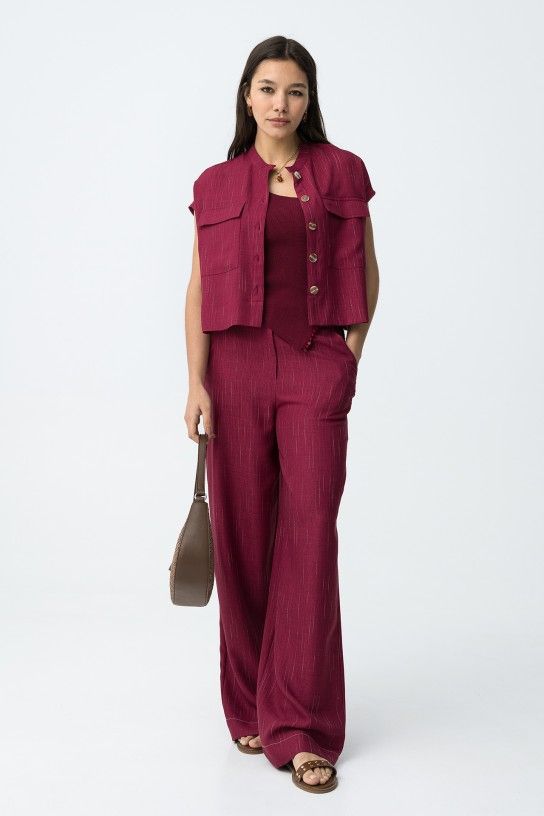 Tiffosi  Cookie Wide Leg Trousers | Fuchsia 10064603