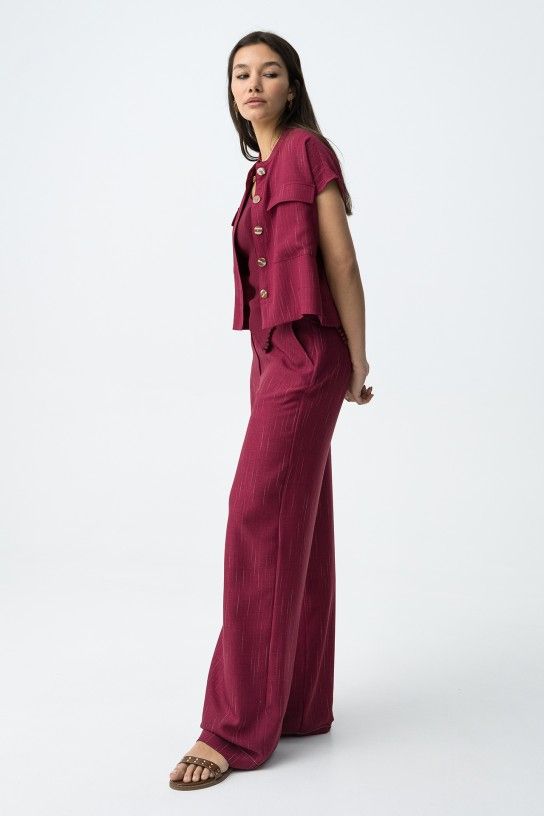 Tiffosi  Cookie Wide Leg Trousers | Fuchsia 10064603